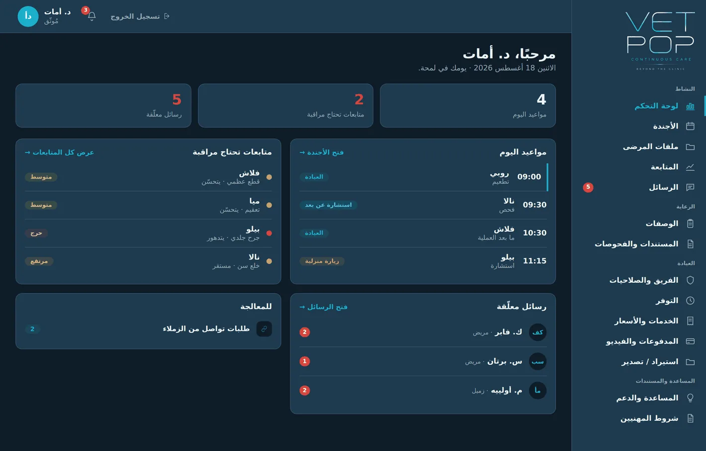 VETPOP PRO — الأطباء البيطريون